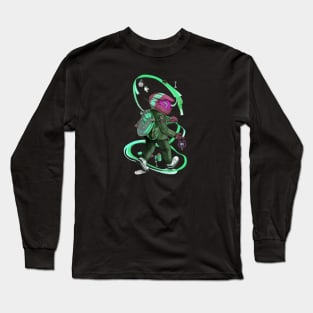 Biker Backpacker - Pink + Green Long Sleeve T-Shirt